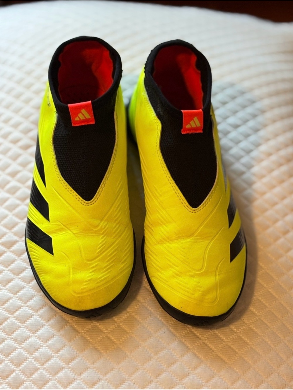 adidas Kids Laceless Soccer Sneakers in Neon Yellow and Black